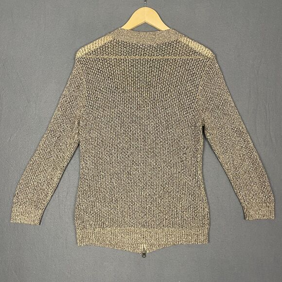 Pendleton Cardigan Womens M Gold Open Knit Full Zip Sweater Preppy Sheer Luxury - Picture 7 of 16